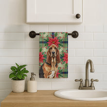 Load image into Gallery viewer, Liver and Tan Bloodhound Christmas PoinsettIas Kitchen Towel