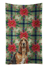 Load image into Gallery viewer, Liver and Tan Bloodhound Christmas PoinsettIas Kitchen Towel