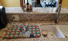 Load image into Gallery viewer, Bluetick Coonhound Christmas PoinsettIas Dish Drying Mat