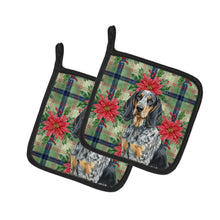 Load image into Gallery viewer, Bluetick Coonhound Christmas PoinsettIas Pair of Pot Holders