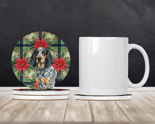 Load image into Gallery viewer, Bluetick Coonhound Christmas PoinsettIas Large Sandstone Coasters Pack of 4