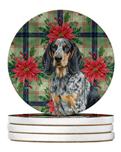 Load image into Gallery viewer, Bluetick Coonhound Christmas PoinsettIas Large Sandstone Coasters Pack of 4