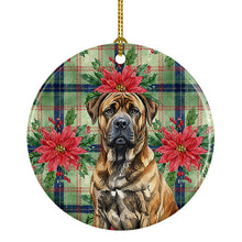 Load image into Gallery viewer, Brindle Boerboel Christmas PoinsettIas Ceramic Ornament
