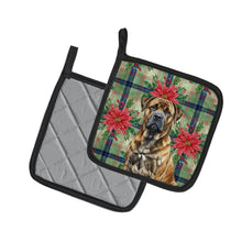 Load image into Gallery viewer, Brindle Boerboel Christmas PoinsettIas Pair of Pot Holders