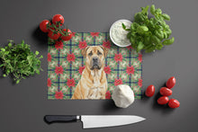 Load image into Gallery viewer, Fawn Boerboel Christmas PoinsettIas Glass Cutting Board