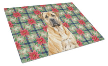 Load image into Gallery viewer, Fawn Boerboel Christmas PoinsettIas Glass Cutting Board