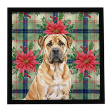 Load image into Gallery viewer, Fawn Boerboel Christmas PoinsettIas Framed Metal Print