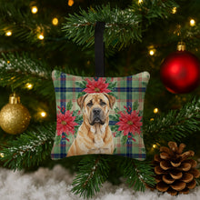 Load image into Gallery viewer, Fawn Boerboel Christmas PoinsettIas Hanging Square Fabric Ornament 3.5 x 3.5