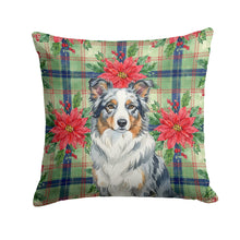 Load image into Gallery viewer, Blue Merle Border Collie Christmas PoinsettIas Throw Pillow