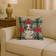 Load image into Gallery viewer, Blue Merle Border Collie Christmas PoinsettIas Throw Pillow