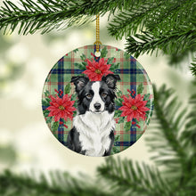 Load image into Gallery viewer, Border Collie Christmas PoinsettIas Ceramic Ornament