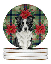 Load image into Gallery viewer, Border Collie Christmas PoinsettIas Large Sandstone Coasters Pack of 4