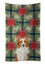 Load image into Gallery viewer, Red and White Border Collie Christmas PoinsettIas Kitchen Towel