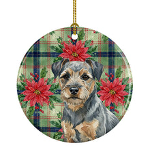 Load image into Gallery viewer, Blue and Tan Border Terrier Christmas PoinsettIas Ceramic Ornament