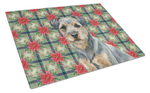 Load image into Gallery viewer, Blue and Tan Border Terrier Christmas PoinsettIas Glass Cutting Board