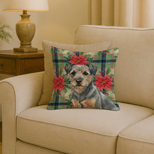Load image into Gallery viewer, Blue and Tan Border Terrier Christmas PoinsettIas Throw Pillow