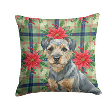 Load image into Gallery viewer, Blue and Tan Border Terrier Christmas PoinsettIas Throw Pillow