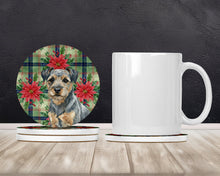 Load image into Gallery viewer, Blue and Tan Border Terrier Christmas PoinsettIas Large Sandstone Coasters Pack of 4