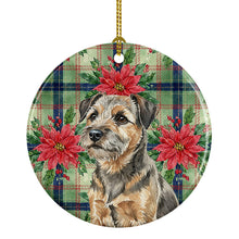 Load image into Gallery viewer, Grizzle and Tan Border Terrier Christmas PoinsettIas Ceramic Ornament