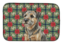 Load image into Gallery viewer, Grizzle and Tan Border Terrier Christmas PoinsettIas Dish Drying Mat