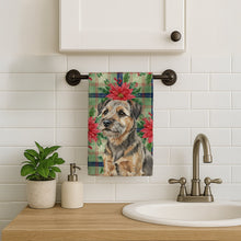 Load image into Gallery viewer, Grizzle and Tan Border Terrier Christmas PoinsettIas Kitchen Towel