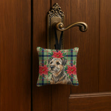 Load image into Gallery viewer, Grizzle and Tan Border Terrier Christmas PoinsettIas Hanging Square Fabric Ornament 3.5 x 3.5