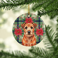 Load image into Gallery viewer, Red Border Terrier Christmas PoinsettIas Ceramic Ornament