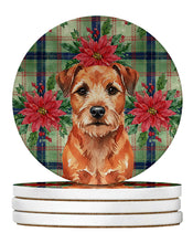Load image into Gallery viewer, Red Border Terrier Christmas PoinsettIas Large Sandstone Coasters Pack of 4
