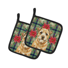 Load image into Gallery viewer, Wheaten Border Terrier Christmas PoinsettIas Pair of Pot Holders