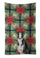 Load image into Gallery viewer, Black and White Borzoi Christmas PoinsettIas Kitchen Towel