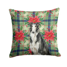 Load image into Gallery viewer, Black and White Borzoi Christmas PoinsettIas Throw Pillow