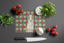 Load image into Gallery viewer, Borzoi Christmas PoinsettIas Glass Cutting Board