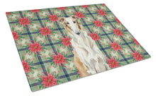 Load image into Gallery viewer, Borzoi Christmas PoinsettIas Glass Cutting Board
