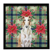 Load image into Gallery viewer, Borzoi Christmas PoinsettIas Framed Metal Print