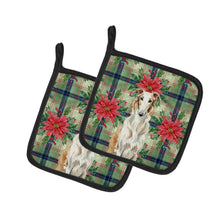 Load image into Gallery viewer, Borzoi Christmas PoinsettIas Pair of Pot Holders
