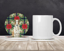 Load image into Gallery viewer, Borzoi Christmas PoinsettIas Large Sandstone Coasters Pack of 4
