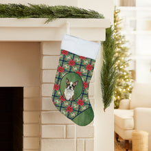 Load image into Gallery viewer, Brindle Boston Terrier Christmas PoinsettIas Holiday Stocking