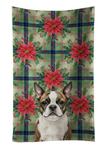 Load image into Gallery viewer, Brindle Boston Terrier Christmas PoinsettIas Kitchen Towel