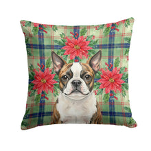Load image into Gallery viewer, Brindle Boston Terrier Christmas PoinsettIas Throw Pillow