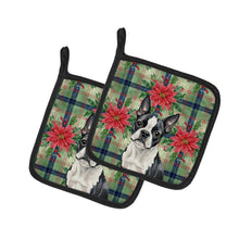 Load image into Gallery viewer, Boston Terrier Christmas PoinsettIas Pair of Pot Holders