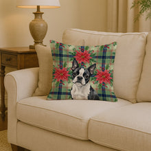 Load image into Gallery viewer, Boston Terrier Christmas PoinsettIas Throw Pillow