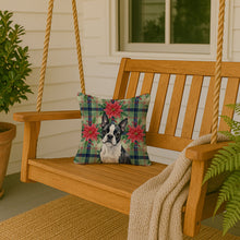 Load image into Gallery viewer, Boston Terrier Christmas PoinsettIas Throw Pillow