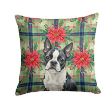 Load image into Gallery viewer, Boston Terrier Christmas PoinsettIas Throw Pillow
