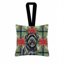Load image into Gallery viewer, Bouvier des Flandres Christmas PoinsettIas Hanging Square Fabric Ornament 3.5 x 3.5