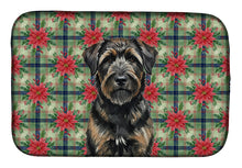 Load image into Gallery viewer, Brindle Bouvier des Flandres Christmas PoinsettIas Dish Drying Mat