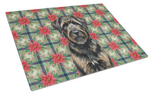 Load image into Gallery viewer, Brindle Bouvier des Flandres Christmas PoinsettIas Glass Cutting Board