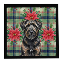 Load image into Gallery viewer, Brindle Bouvier des Flandres Christmas PoinsettIas Framed Metal Print