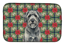 Load image into Gallery viewer, Gray Bouvier des Flandres Christmas PoinsettIas Dish Drying Mat