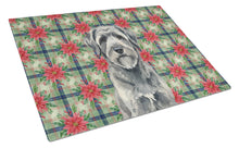 Load image into Gallery viewer, Gray Bouvier des Flandres Christmas PoinsettIas Glass Cutting Board