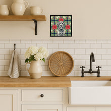 Load image into Gallery viewer, Gray Bouvier des Flandres Christmas PoinsettIas Framed Metal Print